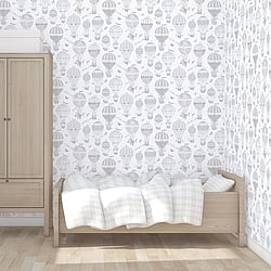 Galerie Wallcoverings Product Code G56542 - Just 4 Kids 2 Wallpaper Collection - Grey Beige White Colours - Balloon Journey Design