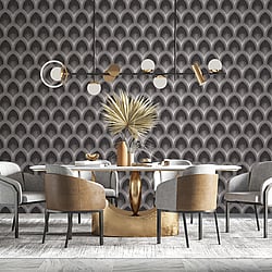 Galerie Wallcoverings Product Code G68084 - Special FX 2 Wallpaper Collection - Silver, Black, Silver Colours - Nouveau Scallop Design