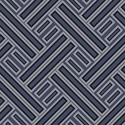 Galerie Wallcoverings Product Code GX37602 - Geometrix Wallpaper Collection - Navy Black Silver Colours - Geo Rectangular Design