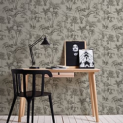 Galerie Wallcoverings Product Code HV41022 - Havana Wallpaper Collection - Brown Black Colours - Havana Jungle Palms Design