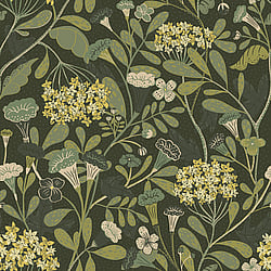 Galerie Wallcoverings Product Code S55022 - Sommarang Wallpaper Collection - Dark green Colours - Abstract Flora Design