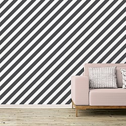 Galerie Wallcoverings Product Code ST36915 - Simply Stripes 3 Wallpaper Collection - Black Colours - Diagonal Stripe Design