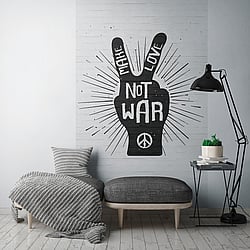 Galerie Wallcoverings Product Code WH45198M - Welcome Home Murals Wallpaper Collection - Black, White Colours - Make Love, Not War Design
