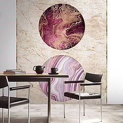 Galerie Wallcoverings Product Code WH45219M - Welcome Home Murals Wallpaper Collection - Beige, Pink, Black Colours - Marble Eclipse - Crimson Veil Design