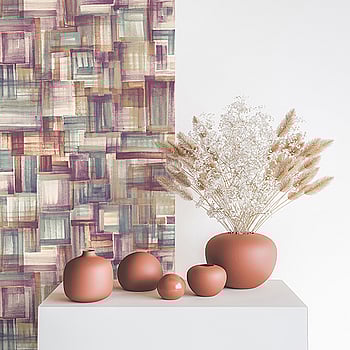 Galerie Wallcoverings Product Code 26802 - Crafted Wallpaper Collection - Pink Blue Gold Bronze Green White Colours -  