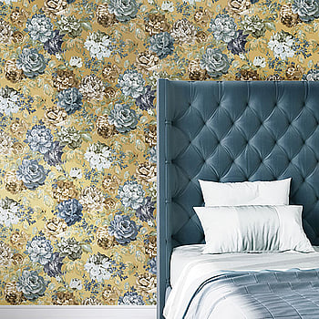 Galerie Wallcoverings Product Code 42536 - Opulence Wallpaper Collection - Mustard Yellow Blue Colours -  