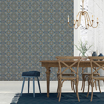 Galerie Wallcoverings Product Code FH37542 - Homestyle Wallpaper Collection - White Blue Gold Colours -  