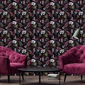Galerie Wallcoverings Product Code NHW1001 - Enchanted Wallpaper Collection - Pink White Black Colours -  